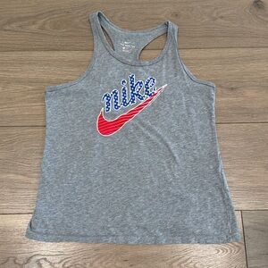 NIKE Heather Gray American USA Swoosh‎ Cotton Racerback Active Tank Top Size XL